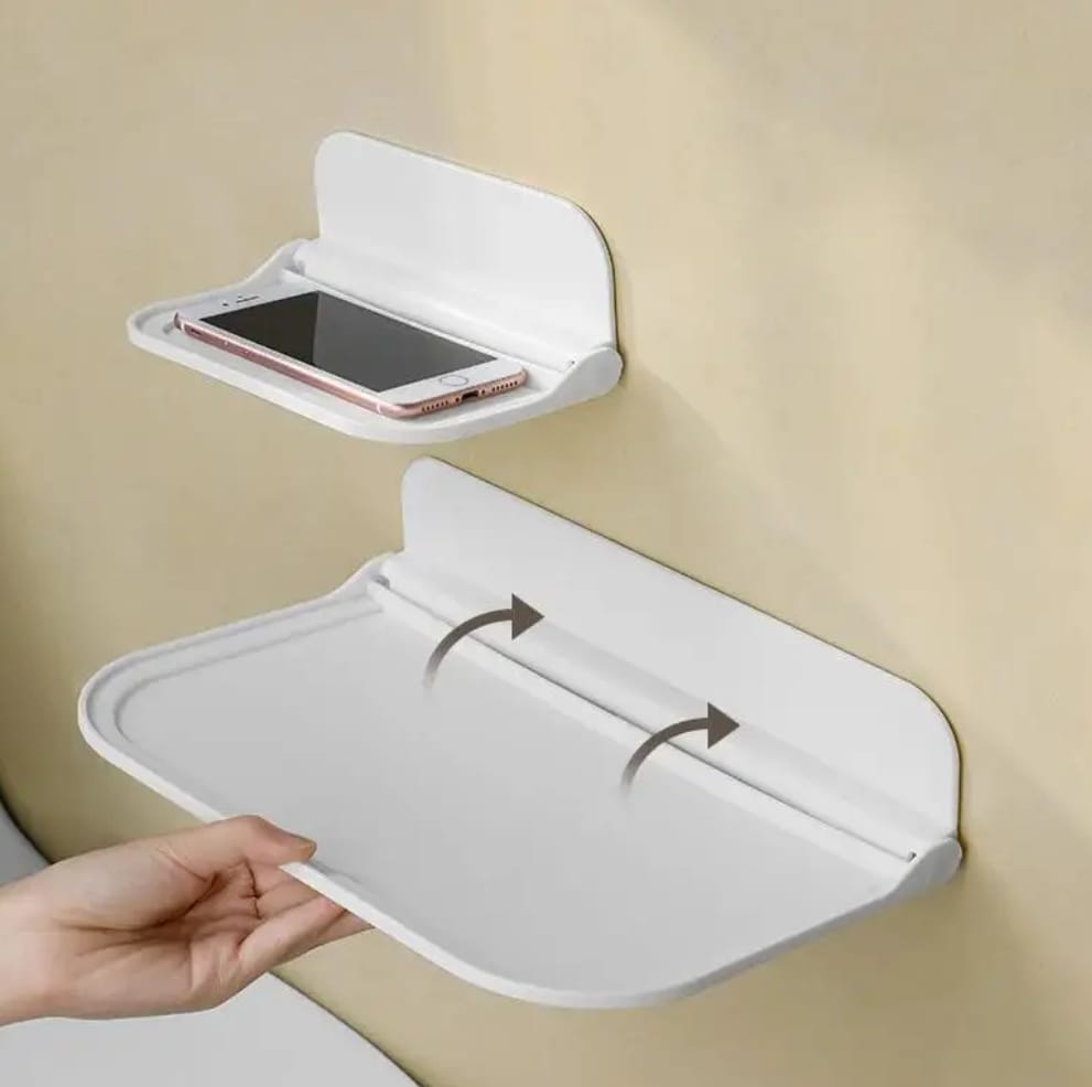 Foldable Wall Shelf – Wall Mounted Plastic Storage Rack for Towels, Clothes &amp; Accessories