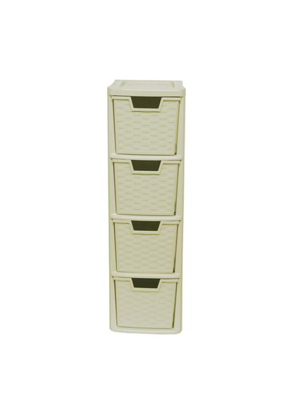 4 Drawer Storage Tower Unit – A5 Desktop Organizer for Home, Office, School | Stationery, Cosmetics &amp; Jewellery Box – Cream Colour